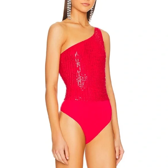 Super down (NWT) remi one shoulder bodysuit (red) - Picture 5 of 5